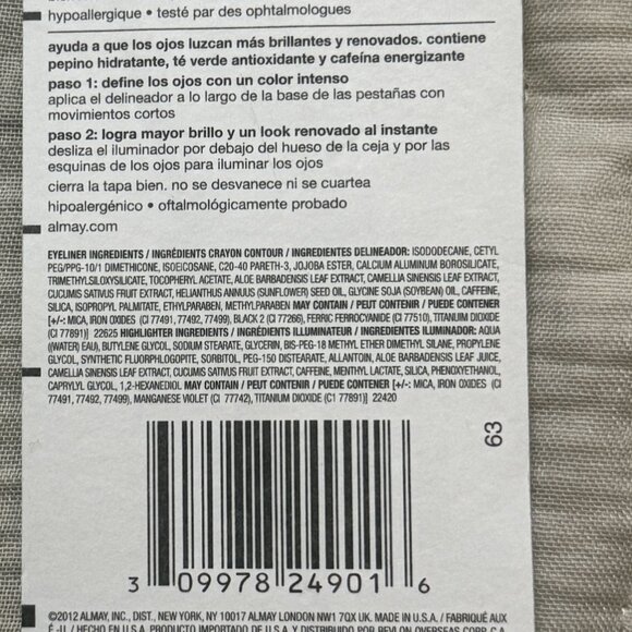 Almay Wake Up Eyeliner / Highlighter #010 Black Jolt/Iced Gold (1) - Picture 3 of 4